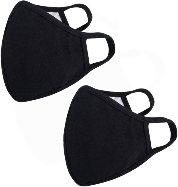 Black soft cotton reusable face masks.
